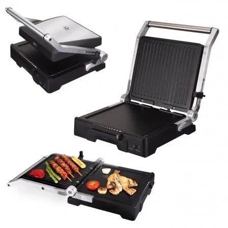 GRILL JATA GR1100 - 2000W - PLACAS MIXTAS 275*240MM - APERTURA 180º - PLACA SUPERIOR BASCULANTE - CUERPO ALUMINIO FUNDIDO - ASAS ACERO INOX